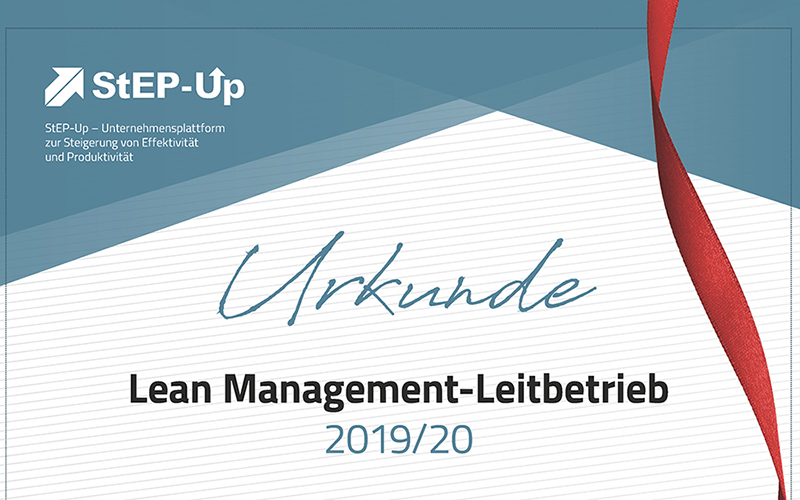 Urkunde: Lean Management-Leitbetrieb 2019/20