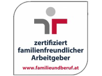 Logo: zertifizierter familienfreundlicher Arbeitgeber www.familieundberuf.at